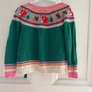 Boden Girl's Cozy Fair Isle Cardigan 5-6 yr Highland Green Forest